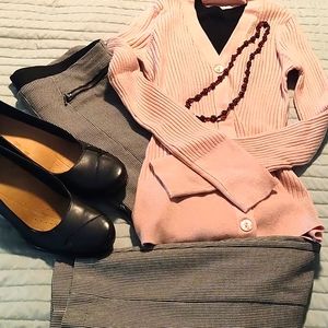 Pink cardigan sweater